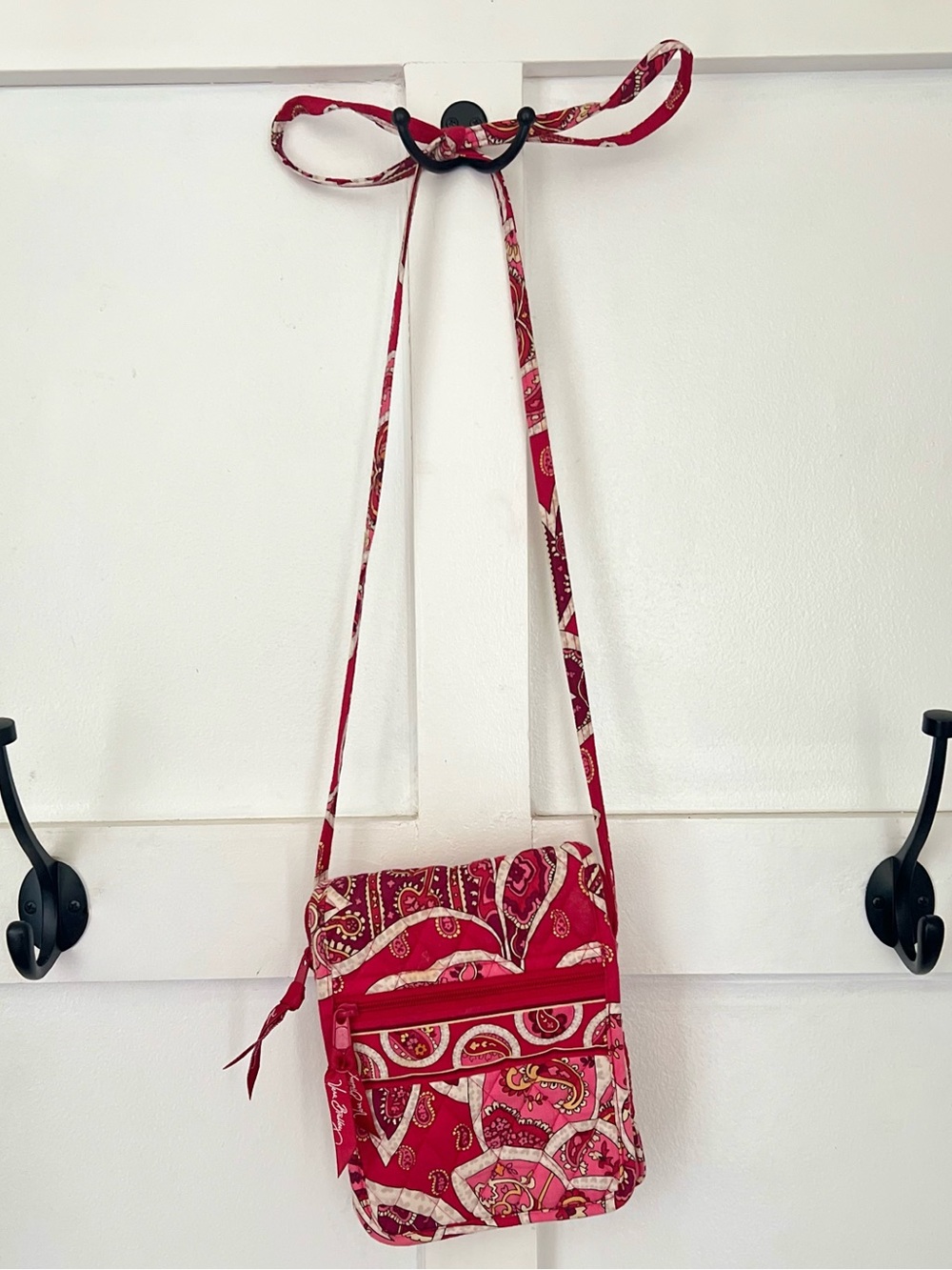 Vera Bradley Mini Hipster Crossbody Bag in pink and white Rosy Posies paisley